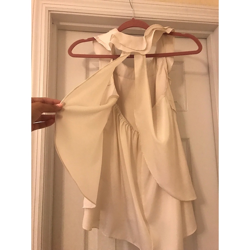 Ivory Ruffled Halter Top//Backless - Picture 2 of 2